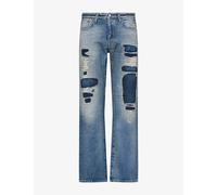 Acne Studios Mens Acne Studios 1996M Blue Map Distressed Straight-Leg Denim Jeans Mid Blue L