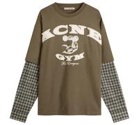 Acne Studios Men's Exford U Long Sleeve Gym Bro Check Layered Tee Vintage Green