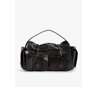 Acne Studios Womens Dark Brown Bow-embellished-pocket Leather Shoulder Bag