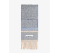 Acne Studios Womens Denim Blue Stripe Fringed Alpaca-blend Scarf