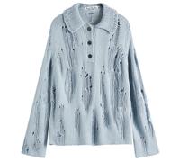 Acne Studios Women's Kummer Natural Cord Mouline Polo Neck Jumper Light Blue