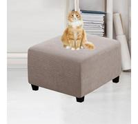 ACNMGDF Stretch Furniture Protector - Square Footstool Covers with Elastic Bottom for Cubes Stool, Footrest, Pouffe, Ottoman etc. Removable and Washable Grey Brown S.
