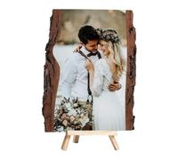 Acntrhm Customizable Carved Wood Photo Frame,Photo Display Stand with Stand,Personalized Text on The Back,Natural Wood Grain Photo Crafts,Gift for Friends and Family (style-01)
