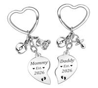 ACnuov New Parents Gift Keyrings, Mum Dad Baby Shower Keychains | First time parent keychain set for pregnancy announcement keepsake