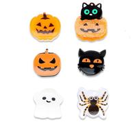 ACO-UINT 6 Pcs Mini Hair Claw Clips for Women Hair Clips for Thick Thin Hair with Pumpkin/Spider/Ghost/Cat Pattern