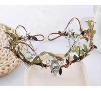 ACO-UINT Woodland Elf Crown Fairy Crown with Antler Elf Forest Headpiece V-Shape Flower Circlet Leaf Headband for Women (Silver)
