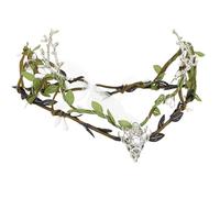 ACO-UINT Woodland Elf Crown Fairy Crown with Antler Elf Forest Headpiece V-Shape Flower Circlet Leaf Headband for Women (Silver)