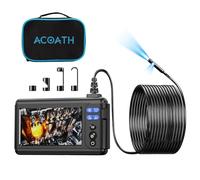 Acoath Borescope Endoscope Camera with Light, Dual-Lens 1080P HD Industrial Inspection Camera with 8 LED Lights, 10M Semi-Rigid Snake Cable, 5" IPS Screen, 32GB Card, IP67 Waterproof Drain Borescope