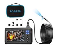 Acoath Borescope Endoscope Camera with Light, Dual-Lens 1080P HD Industrial Inspection Camera with 8 LED Lights, 5M Semi-Rigid Snake Cable, 5" IPS Screen, 32GB Card, IP67 Waterproof Drain Borescope