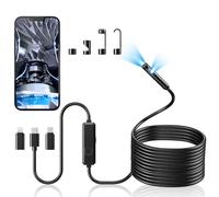 Acoath Endoscope Inspection Camera with Light, Dual-Lens 1920P HD Borescope with 8 LED Lights, IP67 Waterproof Flexible Tools, 10M Semi-Rigid Snake Drain Garage Camera for Android & iOS