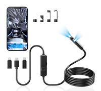 Acoath Endoscope Inspection Camera with Light, Dual-Lens 1920P HD Borescope with 8 LED Lights, IP67 Waterproof Flexible Tools, 3M Semi-Rigid Snake Drain Garage Camera for Android & iOS