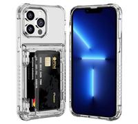 ACOCOBUY Clear Case for iPhone 13 Pro Max Wallet with Card Holder Flip Cover Shockproof Heavy Duty Case Back Shell Protective Armor Phone Cover Bumper Covers Card Slot Shell for Men Women 6.7"