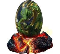 ACOCOFE Lava Dragon Egg, Crystal Dragon Egg with Luminous Base, Handmade Resin Ornaments - Gift for Christmas, Birthdays, Graduation, Holidays, Back to School (Green with Base)