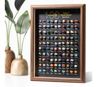 ACODE Natural Mineral Specimen Shadow Box, Geology Collection Display Case, Home Decor Wall Art Tabletop Display with Real Rocks Crystals, Gift for Birthday Christmas Housewarming Children's Day