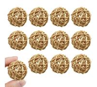 Acoeitl 12PCS 1.2 Inch Gold Wicker Rattan Balls Fade Resistant Decorative Orbs for Home Decor Wedding Centerpiece Bowls Vase Fillers Decorative Spheres for Bowls Table Decor (30mm)