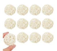 Acoeitl 12PCS 2 Inch White Wicker Rattan Balls Fade Resistant Decorative Orbs for Home Decor Wedding Centerpiece Bowls Vase Fillers Decorative Spheres for Bowls Table Decor (50mm)