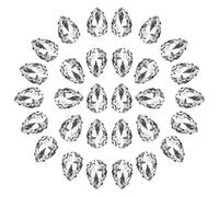 Acoeitl 50Pcs 13x18mm Large Teardrop Sew On Rhinestones White Clear Crystal Glass Gems Silver D-Shaped Claw Embellishments for Clothing Crafting Sewing Jewels for Clothes Shoes DIY Fabric