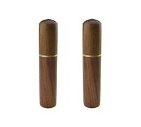 Acoeitl Portable Wood Toothpick Holder Dental Floss Box Pocket Containers Light Brown Clear Wood Grain Delicate Smooth Touch Secure Screw Keep Organized No Messy Stay Clean Not Poke Hand 2Pcs