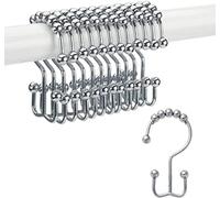 Acofuns 12Pcs Stainless Steel Shower Curtain Hooks Rings Rust-Resistant Metal Double Glide Shower Hooks for Bathroom Shower Rods Curtains