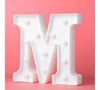 Acofuns LED Marquee Letter Lights M Alphabet Light Up Marquee Number Letters Sign for Wedding Birthday Party Battery Powered Christmas Lamp Night Light Home Bar Decoration