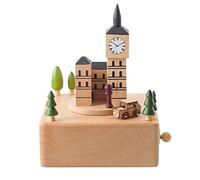 Acofuns Wooden Musical Box Valentine'S Day Birthday Gift Travel Gift,London Big Ben With Small, Moving Magnetic Car - Plays The Canon Song