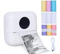 ACOFWENL Mini Printer Inkless Sticker Printer Pocket Mini Thermal Printer Sticker Maker Machine with 8 Rolls Continuous Paper for Photo Journal, Fun, Work