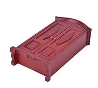 ACOGEDO 1:12 Scale Mini Vintage Wooden Double Door Closet Wardrobe for Dollhouse | Classic Wine Red Dollhouse Furniture Accessory (Burgundy)