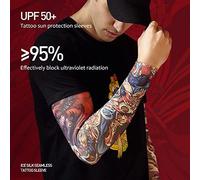 ACOGEDO 1 Pair Temporary Tattoo Sleeves Sun Protection Arm Sleeves Seamless Sunscreen Arm for Outdoor Cycling Running the or Comfortably Outside Style Cooling Temporary Exposed (Guardian)