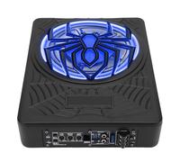 ACOGEDO 10 Inch 1250W Car Subwoofer, Slim Active Powered Under Seat Built in Amplifier Remote Control with Adjustable Bass Boost and LED Lights, for Truck SUV