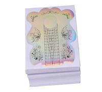 ACOGEDO 100 Pcs Nail Extension Forms Long Length Holographic Self Adhesive Clear Alignment Lines Acrylic Nail Forms for Gel Extensions Professional Manicure PVC Art Suppli