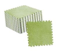 ACOGEDO 10pcs Plush Puzzle Floor Foam Mat Tiles Cuttable Slip Interlocking Carpet Tiles Sea Blue Comfortable Feel Bed Plush Floor Mat TilesPlush Puzzle MatInterlocking Carpet (Fluorescent Green)
