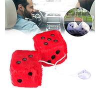 ACOGEDO 2PCS Hanging Dice for Car Plush Car Pendant with Dots and Suction Cup Pendant for Glass Refrigerator on Can or Surface Pieces a Glass Home a Hanging Cup (red)
