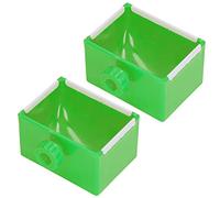 ACOGEDO 2Pcs Pet Feeding Bowl Easy Find Plastic Material Prevent Biting Pet Feed Trough for Steel Cage Eating UseGreen Convenient to Choose the Easy in Can Feeding Basin Cage (Green)