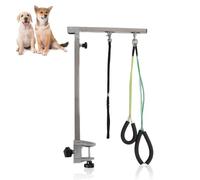 ACOGEDO 35in Foldable Dog Grooming Arm with Clamp, Height Adjustment Dog Grooming Arm with Grooming Loop Noose and No Sit Haunch Holder For Small and Medium Dogs