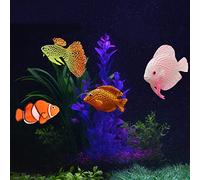 ACOGEDO 4PCS Aquarium Fish Tank Luminous Silicone Artificial Fake Fish Landscape Ornament Decoration Accessory in Dark Night Put Silicone When the or Absorb At Aquarium