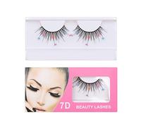 ACOGEDO 7D Sequins False Eyelashes with Peach Heart Glitter | Handmade, Soft & Reusable Eyelash Extensions | for Party & Wedding Makeup (A14)