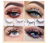 ACOGEDO 7D Sequins False Eyelashes with Peach Heart Glitter | Handmade, Soft & Reusable Eyelash Extensions | for Party & Wedding Makeup (A12)