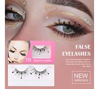 ACOGEDO 7D Sequins False Eyelashes with Peach Heart Glitter | Handmade, Soft & Reusable Eyelash Extensions | for Party & Wedding Makeup (A11)