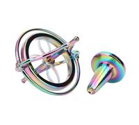 ACOGEDO Alloy Gyroscope Stress Relief Fingertip Toy with Decompression for Adults, Multi-Color Metal Frame and Stainless Steel Shaft (Shiny; 3x2.6mm)