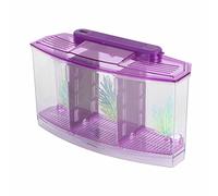 ACOGEDO Aquarium Fish Tank LED Acrylic Three Divisions Breeding Isolation Box for Small Fishes 3 Free Blue Adjust Color LED High Acrylic Material Cover Six Transparent 3 Mini (Purple)