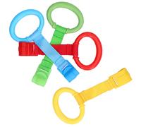 ACOGEDO Baby Pull Up Rings, Playpen Accessories Kids Walking Exercises Assistant Stand Up Tools 4pcs 4 Colors Plastic Pull Handles for Baby Playpen for Practice Standing