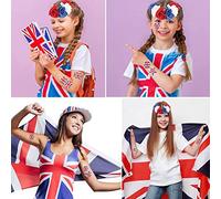 ACOGEDO Blue Red White Floral Headband Rose Flower Crown | Union Jack Theme Headpiece for Adults & Children | Comfortable Cosplay Hawaiian Accessories for National Events (Blue 6 flowers)