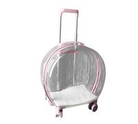 ACOGEDO Cat Trolley Case Transparent BREATHABLE Labor Saving Silent Moving Outdoor Rolling Pet Carrier for Bathing Doctor Visits Ensure Pet Sides Breathe Freely Large Cat BREATHABLE The