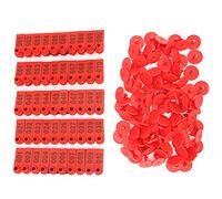 ACOGEDO Cattle Sheep Ear Tag Identification Labels for Goats 100 Pack (100 words in red)