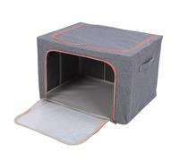 ACOGEDO Clothes Storage Bins for Windows, Metal Frame in Folding Fabric Cups Storage 2 Openings (Dark Grey) (22L)