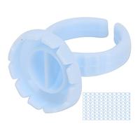 ACOGEDO Convenient 100pcs Disposable Eyelash Glue Ring Cup for Eyelash Extension with Durable PP Material - Pink Glue Holder Accessory for Home and Professional Use (Blue 100 pack)
