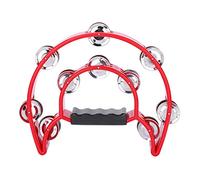 ACOGEDO Double Row Jingles Handbell Tambourine Percussion Musical Instrument with Good Surface Us PercussionTambourineDouble Row TambourineDouble Jingles TambourineJingles (Red)