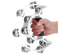 ACOGEDO Double Row Jingles Handbell Tambourine Percussion Musical Instrument with Good Surface Us PercussionTambourineDouble Row TambourineDouble Jingles TambourineJingles (White)