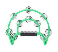 ACOGEDO Double Row Jingles Handbell Tambourine Percussion Musical Instrument with Good Surface Us PercussionTambourineDouble Row TambourineDouble Jingles TambourineJingles (Green)