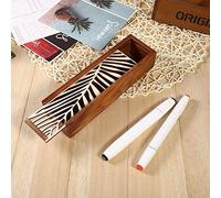 ACOGEDO Elegant Wooden Pencil Case Box for Desktop Stationery Storage Organizer - Smooth, Stylish Design - Ideal for Home, School, or Office (Swirl Grass Type) (Leaf Type)